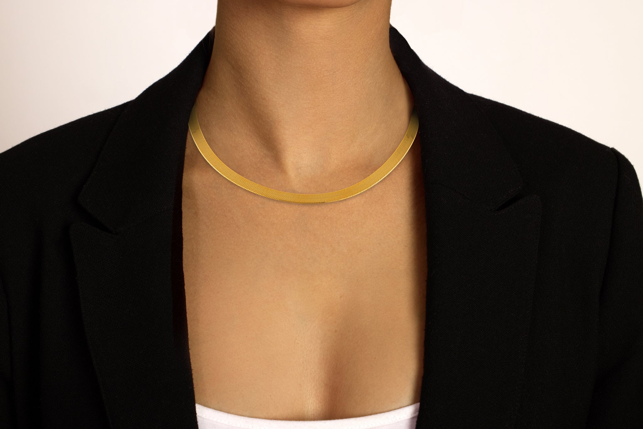 Gold herringbone sales necklace 5mm
